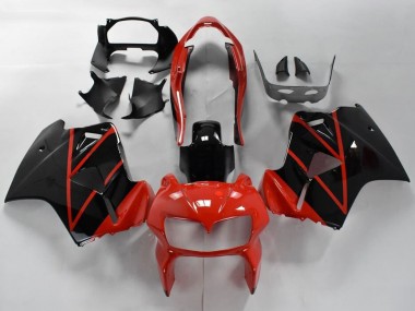 Billigste Honda VFR 800 Motorrad Verkleidung 1998-2001 - Rot Glanzendes Schwarz Streifen