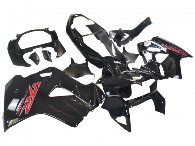 Billigste Honda VFR 800 Motorrad Verkleidung 1998-2001 - Glanzendes Schwarz Rot Aufkleber