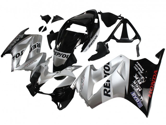 Billigste Honda VFR 800 Motorrad Verkleidung 2002-2013 - Silber Glanzendes Schwarz Repsol