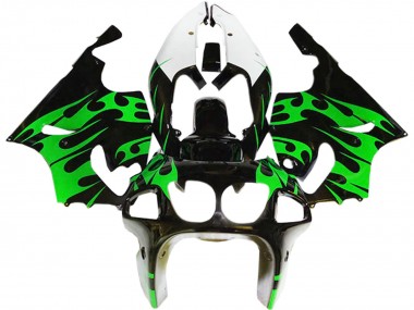 Billigste Kawasaki ZX7R Motorrad Verkleidung 1996-2003 - Grun Glanzendes Schwarz Weiss