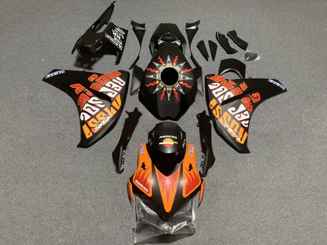 Billigste Honda CBR1000RR Motorrad Verkleidung 2008-2011 - Matt Schwarz Orange Repsol Rossi