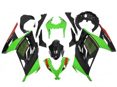 Billigste Kawasaki Ninja 300 EX300R Motorrad Verkleidung 2013-2024 - Grun Rot Schwarz Bienenwabe
