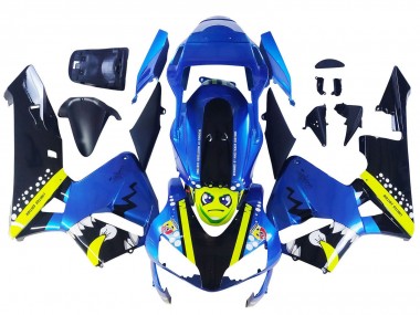 Billigste Honda CBR600RR Motorrad Verkleidung 2003-2004 - Blau Neon Gelb Glanzendes Schwarz Hai