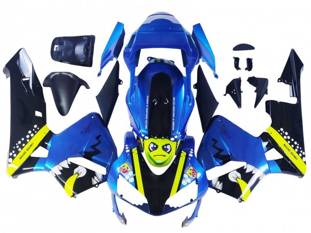 Billigste Honda CBR600RR Motorrad Verkleidung 2003-2004 - Blau Neon Gelb Glanzendes Schwarz Hai