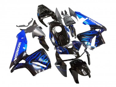 Billigste Honda CBR600RR Motorrad Verkleidung 2005-2006 - Glanzendes Schwarz Blau Flamme