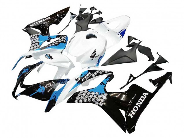 Billigste Honda CBR600RR Motorrad Verkleidung 2007-2008 - Weiss Hellblau Glanzendes Schwarz