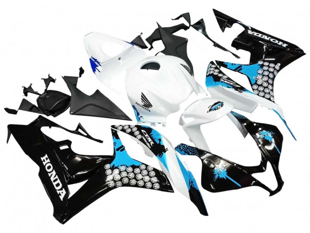 Billigste Honda CBR600RR Motorrad Verkleidung 2007-2008 - Weiss Hellblau Glanzendes Schwarz