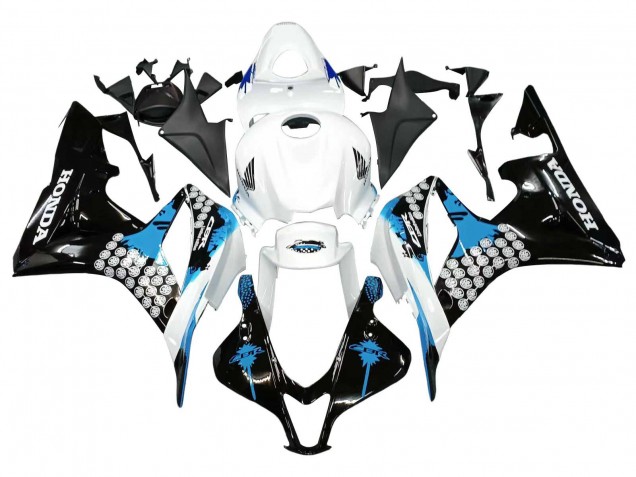 Billigste Honda CBR600RR Motorrad Verkleidung 2007-2008 - Weiss Hellblau Glanzendes Schwarz