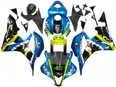 Billigste Honda CBR600RR Motorrad Verkleidung 2007-2008 - Grun Gelb Glanzendes Schwarz Hai 46