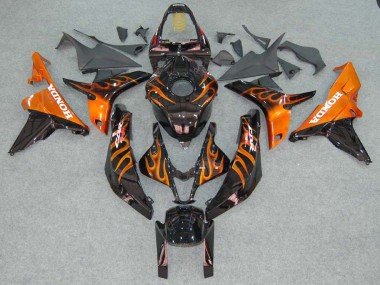 Billigste Honda CBR600RR Motorrad Verkleidung 2007-2008 - Glanzendes Schwarz Orange Flamme