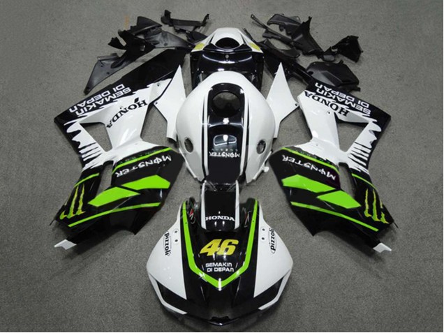 Billigste Honda CBR600RR Motorrad Verkleidung 2009-2012 - Weiss Grun Glanzendes Schwarz Semakin Didepan Monster 46