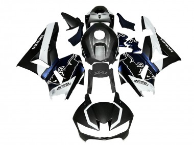 Billigste Honda CBR600RR Motorrad Verkleidung 2013-2023 - Schwarzer Carbonfaser Stil Weiss blau Red Bull