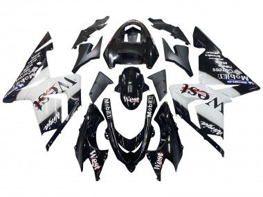 Billigste Kawasaki ZX10R Motorrad Verkleidung 2004-2005 - Weiss Schwarz West Ninja