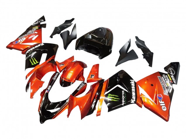 Billigste Kawasaki ZX10R Motorrad Verkleidung 2004-2005 - Burnt Orange Schwarz Monster Elf