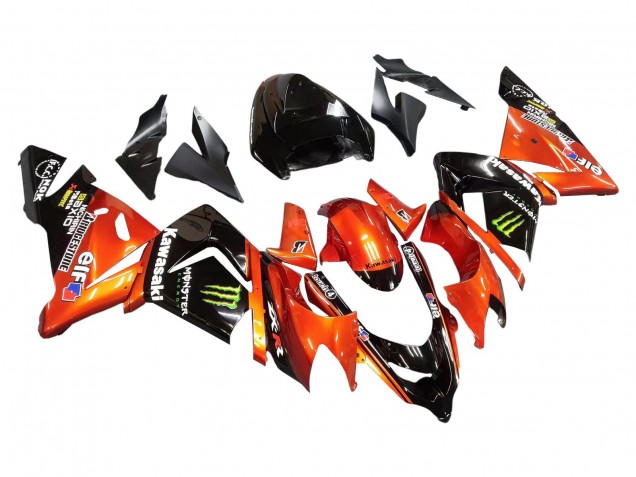 Billigste Kawasaki ZX10R Motorrad Verkleidung 2004-2005 - Burnt Orange Schwarz Monster Elf