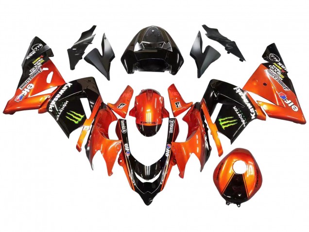 Billigste Kawasaki ZX10R Motorrad Verkleidung 2004-2005 - Burnt Orange Schwarz Monster Elf
