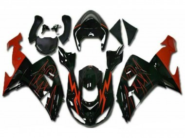 Billigste Kawasaki ZX10R Motorrad Verkleidung 2006-2007 - Glanzendes Schwarz Rot