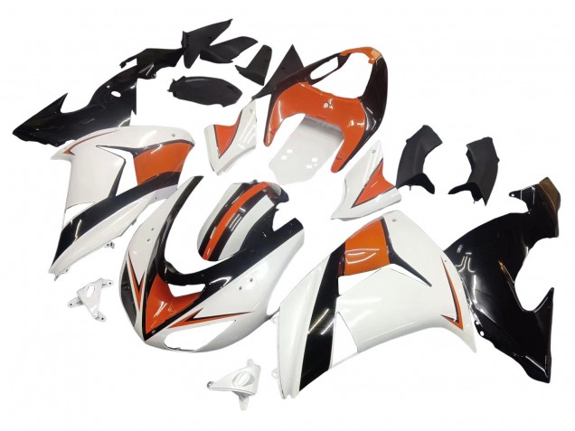 Billigste Kawasaki ZX10R Motorrad Verkleidung 2006-2007 - Weiss Orange Schwarz