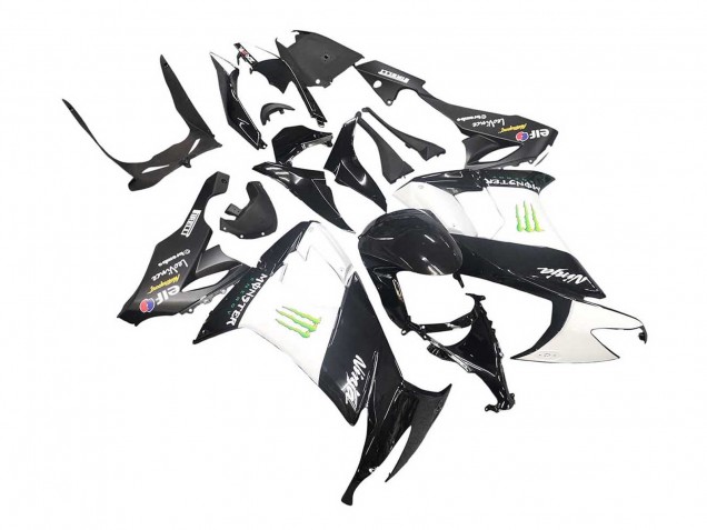 Billigste Kawasaki ZX10R Motorrad Verkleidung 2008-2010 - Glanzendes Schwarz Weiss Grun Monster Elf