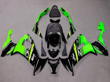 Billigste Kawasaki ZX10R Motorrad Verkleidung 2008-2010 - Grun Weiss Glanzendes Schwarz