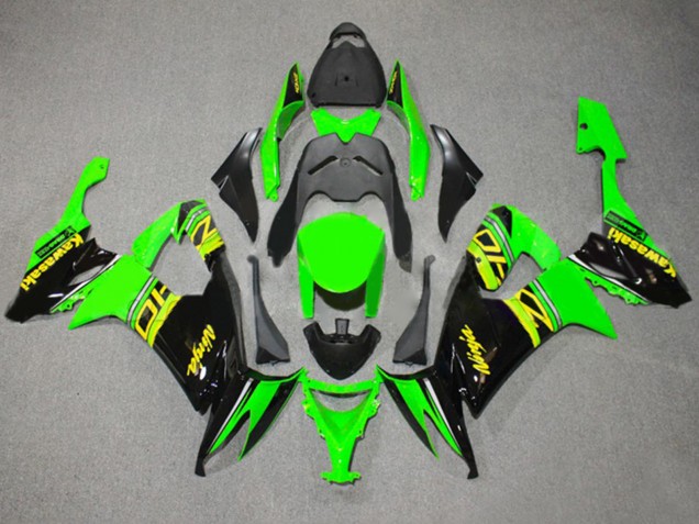 Billigste Kawasaki ZX10R Motorrad Verkleidung 2008-2010 - Grun Glanzendes Schwarz Gelb