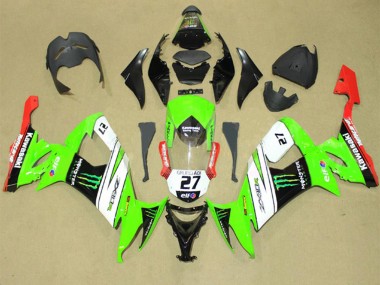 Billigste Kawasaki ZX10R Motorrad Verkleidung 2008-2010 - Grun Weiss Rot Schwarz Elf Grun Monster Energy 27