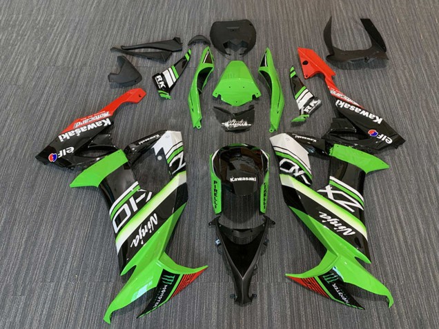Billigste Kawasaki ZX10R Motorrad Verkleidung 2008-2010 - Grun Weiss Rot Schwarz Elf Monster Energy