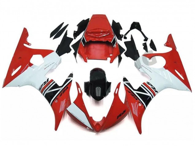 Billigste Yamaha YZF R6 Motorrad Verkleidung 2003-2004 - Rot Weiss Glanzendes Schwarz