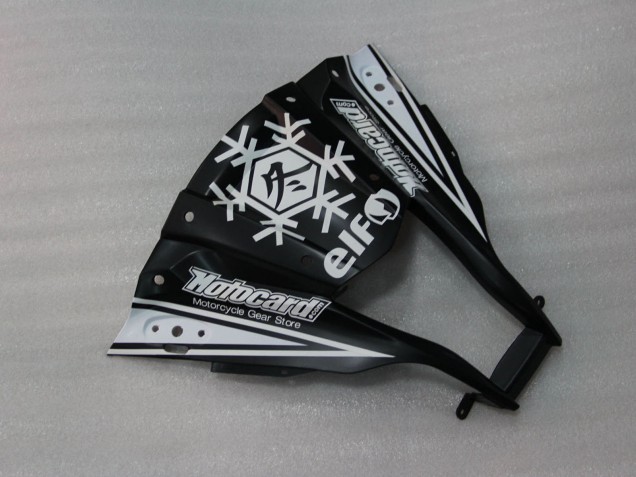 Billigste Kawasaki ZX10R Motorrad Verkleidung 2011-2015 - Glanzendes Schwarz Weiss Elf Schnee Aufkleber