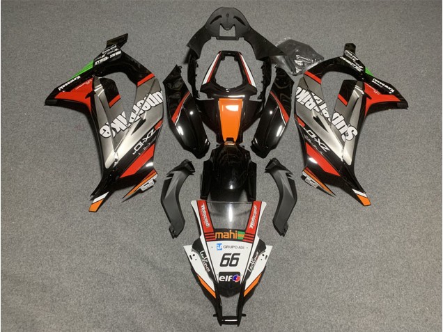 Billigste Kawasaki ZX10R Motorrad Verkleidung 2011-2015 - Weiss Orange Schwarz Mahi Elf 66 Superbike