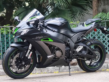 Billigste Kawasaki ZX10R Motorrad Verkleidung 2011-2015 - Matt Schwarz Grun Weiss Bienenwabe