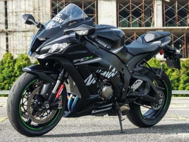 Billigste Kawasaki ZX10R Motorrad Verkleidung 2011-2015 - Matt Schwarz Weiss Grun Schnee Aufkleber