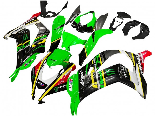 Billigste Kawasaki ZX10R Motorrad Verkleidung 2016-2020 - Grun Gelb Rot Schwarz Elf Monster