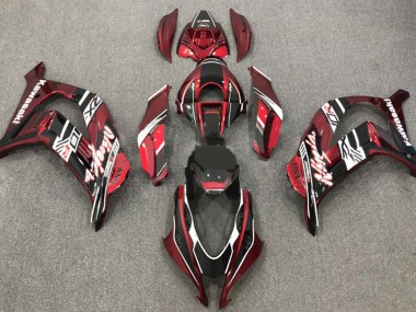 Billigste Kawasaki ZX10R Motorrad Verkleidung 2016-2020 - Kastanienbraun Rot Weiss Glanzendes Schwarz