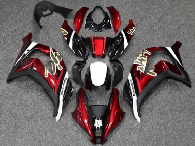 Billigste Kawasaki ZX10R Motorrad Verkleidung 2016-2020 - Rot Glanzendes Schwarz Weiss