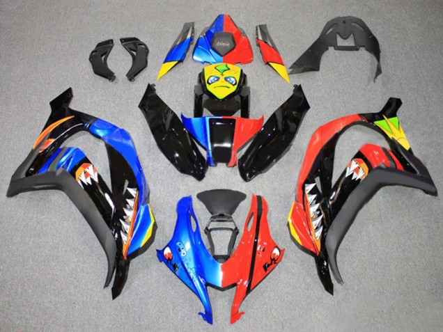 Billigste Kawasaki ZX10R Motorrad Verkleidung 2016-2020 - Blau Rot Gelb Schwarz Hai