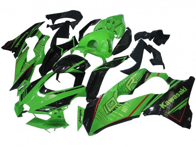 Billigste Kawasaki ZX10R Motorrad Verkleidung 2021-2025 - Grun Glanzendes Schwarz