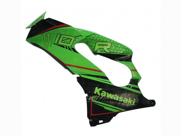 Billigste Kawasaki ZX10R Motorrad Verkleidung 2021-2025 - Grun Glanzendes Schwarz
