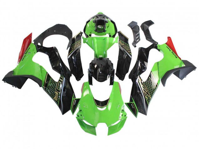 Billigste Kawasaki ZX10R Motorrad Verkleidung 2021-2025 - Grun Schwarz Rot Bienenwabe