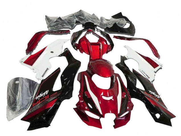 Billigste Kawasaki ZX10R Motorrad Verkleidung 2021-2026 - Rot Weiss Glanzendes Schwarz