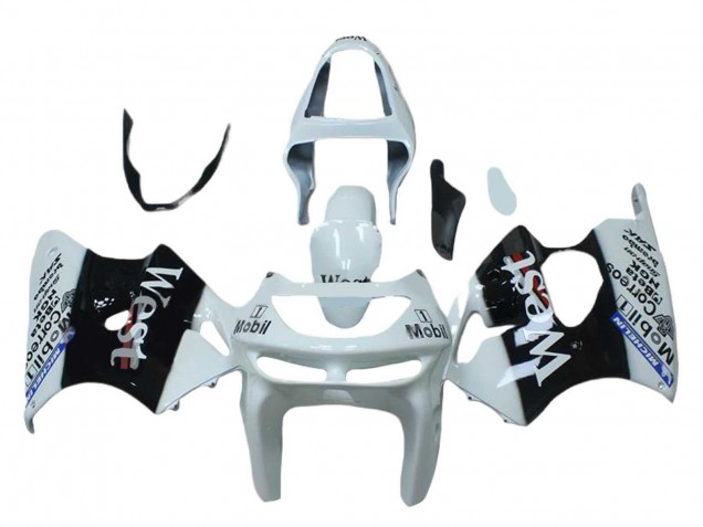 Billigste Kawasaki ZX6R Motorrad Verkleidung 1998-1999 - Weiss Schwarz West Mobil