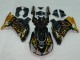 Billigste Kawasaki ZX14R ZZR1400 Motorrad Verkleidung 2006-2011 - Glanzendes Schwarz Gold Flamme