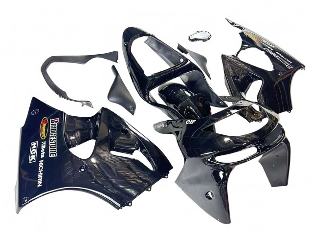 Billigste Kawasaki ZX6R Motorrad Verkleidung 1998-1999 - Glanzendes Schwarz Gelb Elf Bridgestone