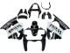 Billigste Kawasaki ZX6R Motorrad Verkleidung 2000-2002 - Glanzendes Schwarz Weiss West Michelin