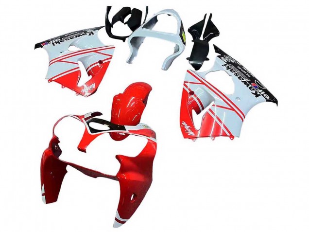 Billigste Kawasaki ZX6R Motorrad Verkleidung 2000-2002 - Weiss Rot Schwarz
