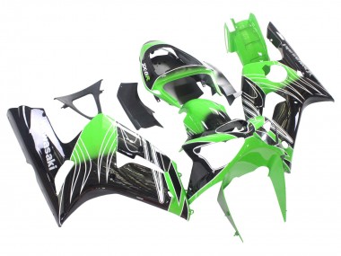 Billigste Kawasaki ZX6R Motorrad Verkleidung 2003-2004 - Grun Weiss Schwarz