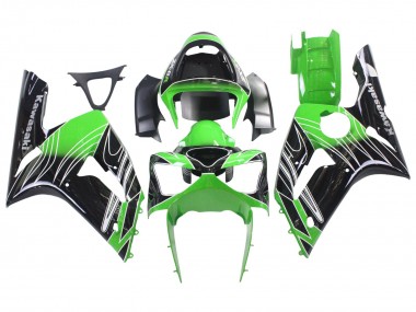 Billigste Kawasaki ZX6R Motorrad Verkleidung 2003-2004 - Grun Weiss Schwarz