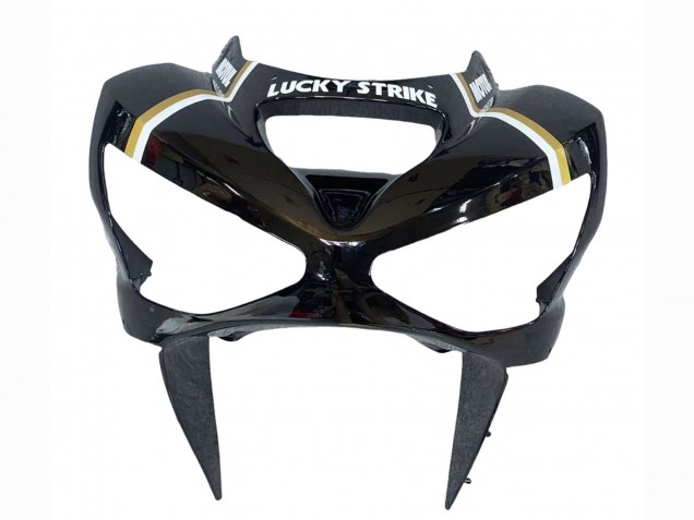 Billigste Kawasaki ZX6R Motorrad Verkleidung 2003-2004 - Glanzendes Schwarz Weiss Motul Lucky Strike
