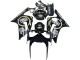 Billigste Kawasaki ZX6R Motorrad Verkleidung 2003-2004 - Glanzendes Schwarz Weiss Motul Lucky Strike