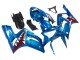 Billigste Kawasaki ZX6R Motorrad Verkleidung 2003-2004 - Blau Weiss Rot Hai